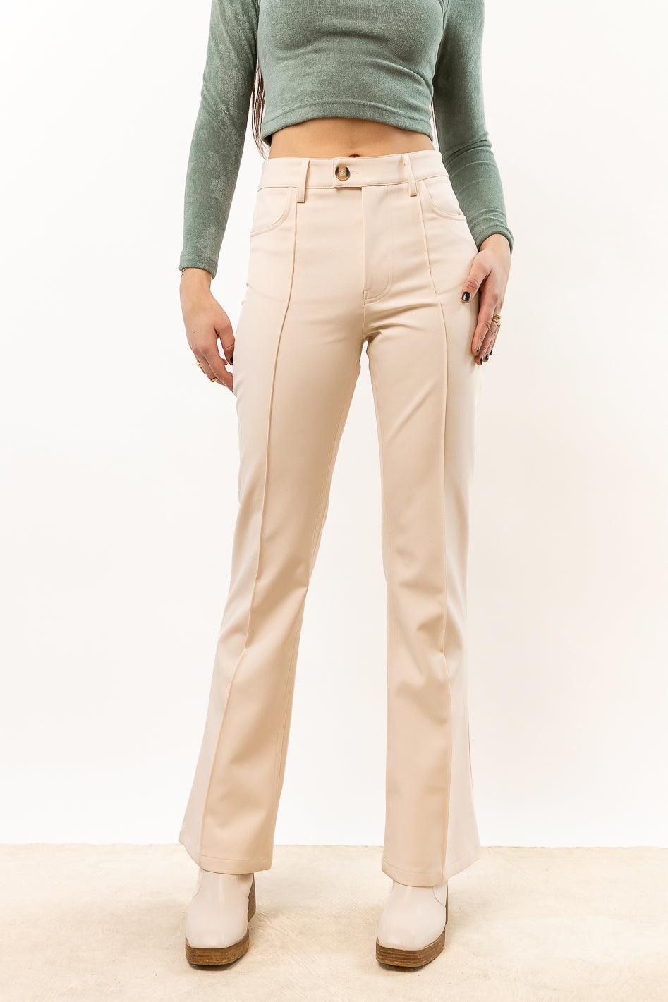 Women's High-rise Slim Fit Kick Flare Pull-on Pants - A New Day™ Cream 20 :  Target