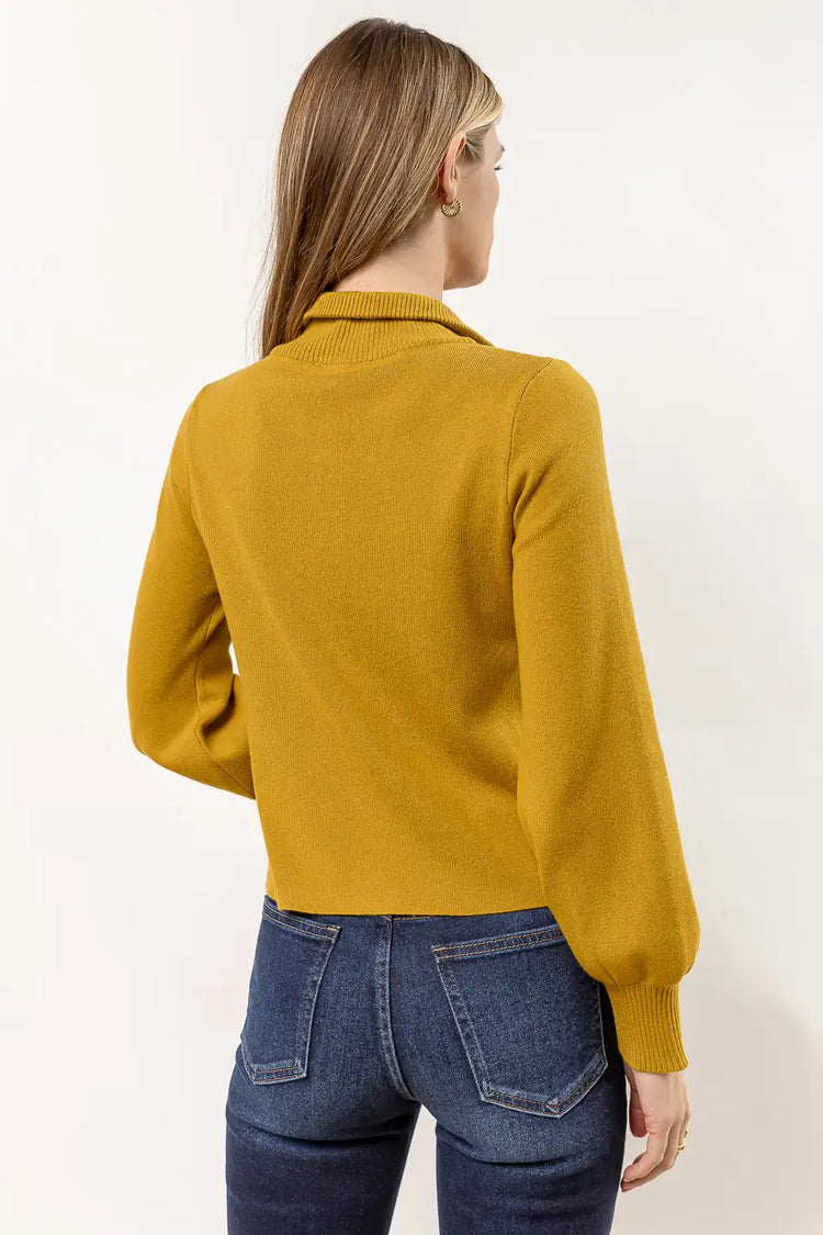 long sleeve mustard sweater with collar