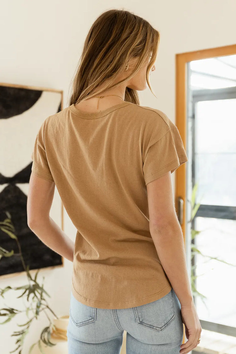 tan top with round neck