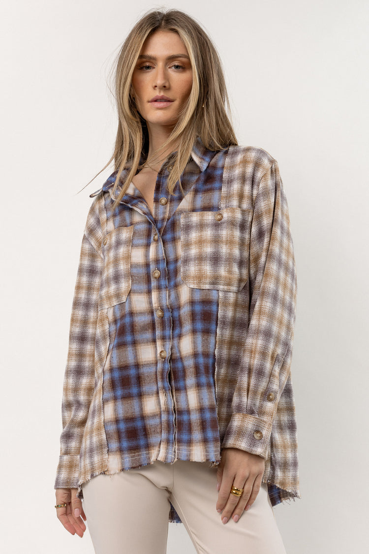 plaid button down with pockets