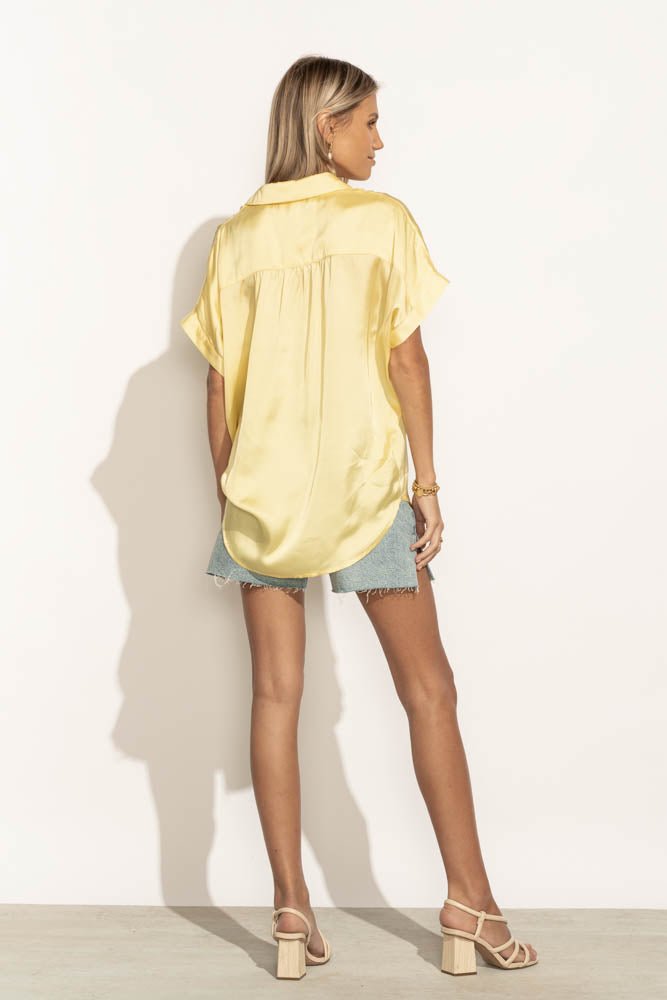 Mary Button Down Top in Yellow - FINAL SALE