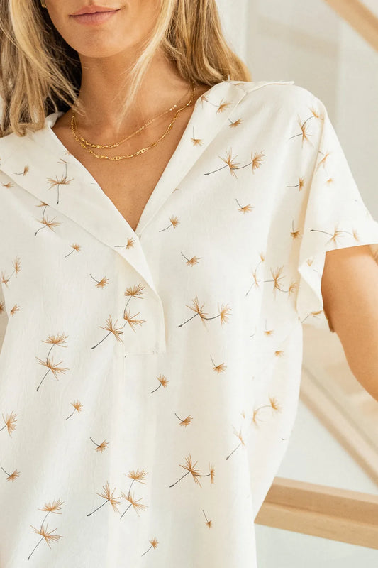 printed blouse in ivory