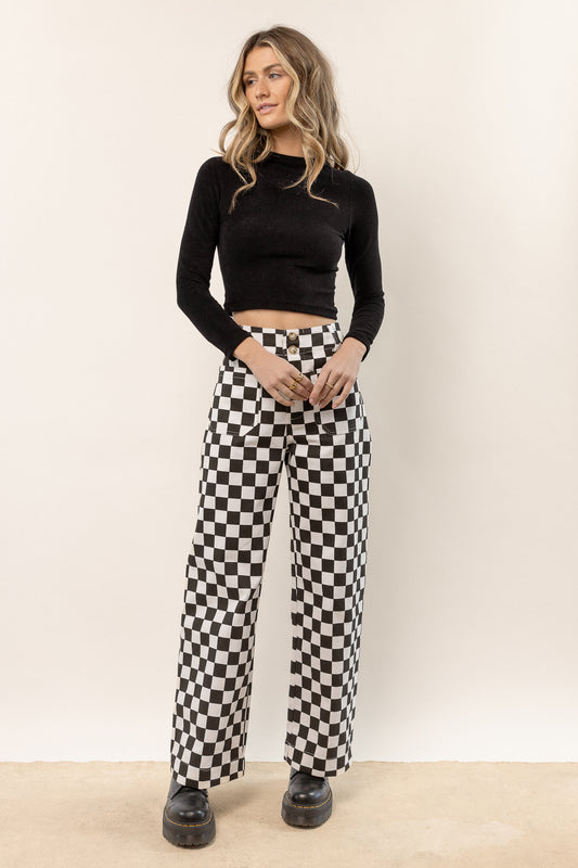 Chad Checkered Pants in Black - FINAL SALE
