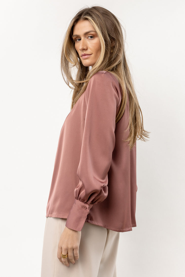 satin blouse with long sleeves