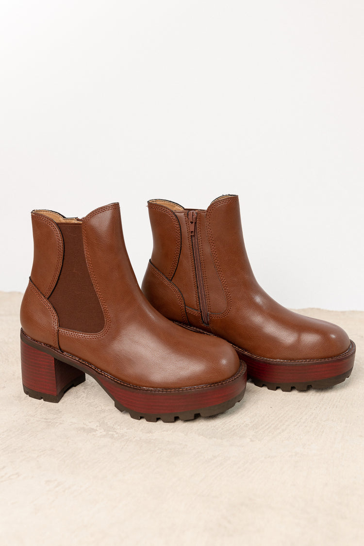 brown boots with round toe