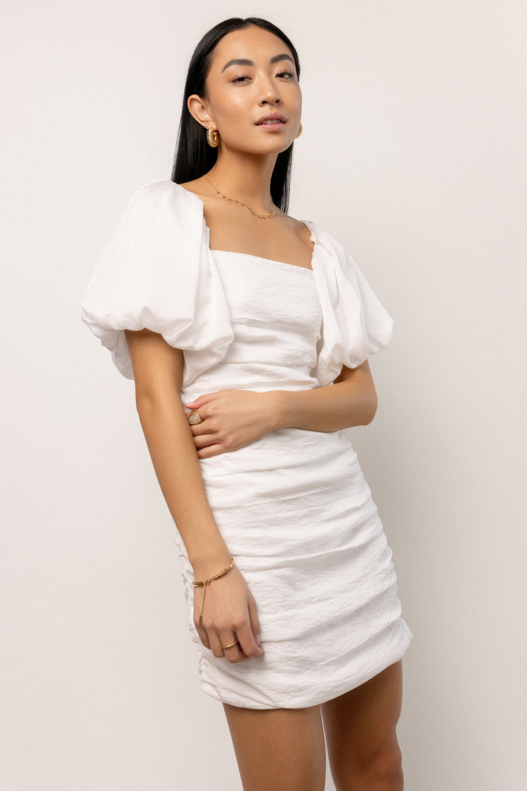 white dress with square neck