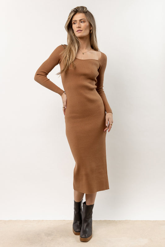 bodycon midi dress with long sleeves