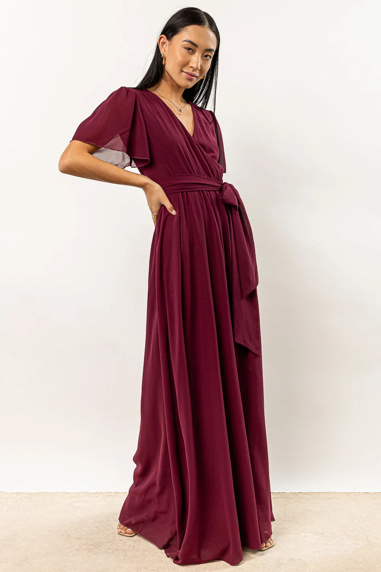 maxi dress with sheer sleeves