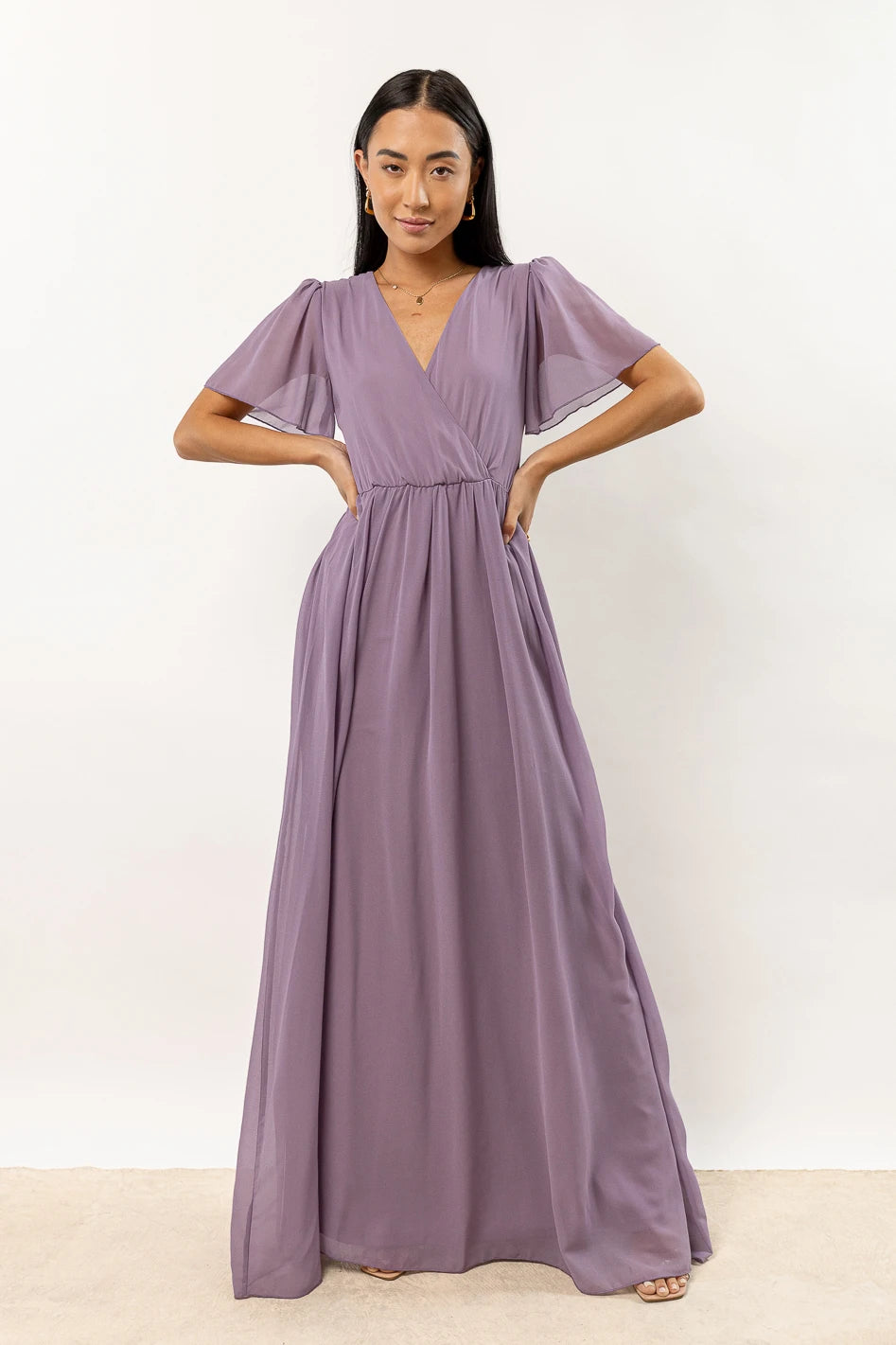 Lavender maxi sales dress with sleeves