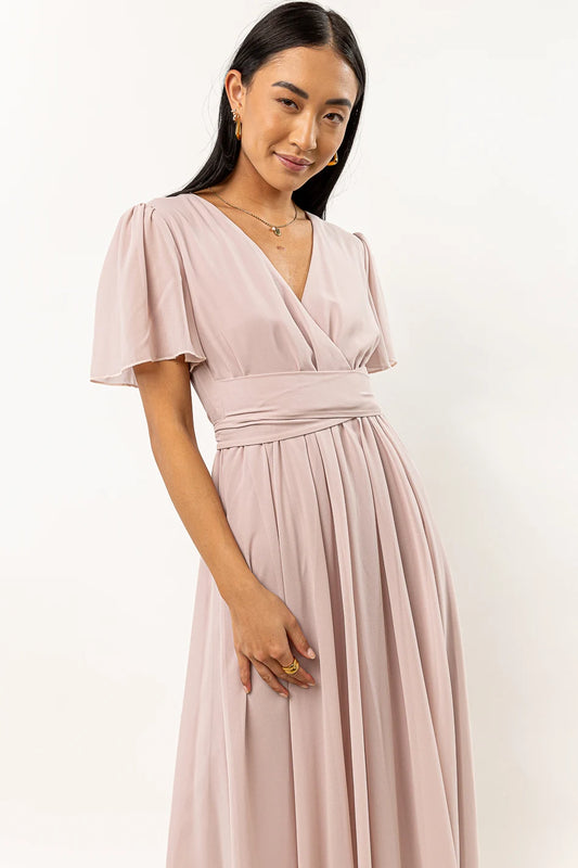 mauve dress with short sleeves