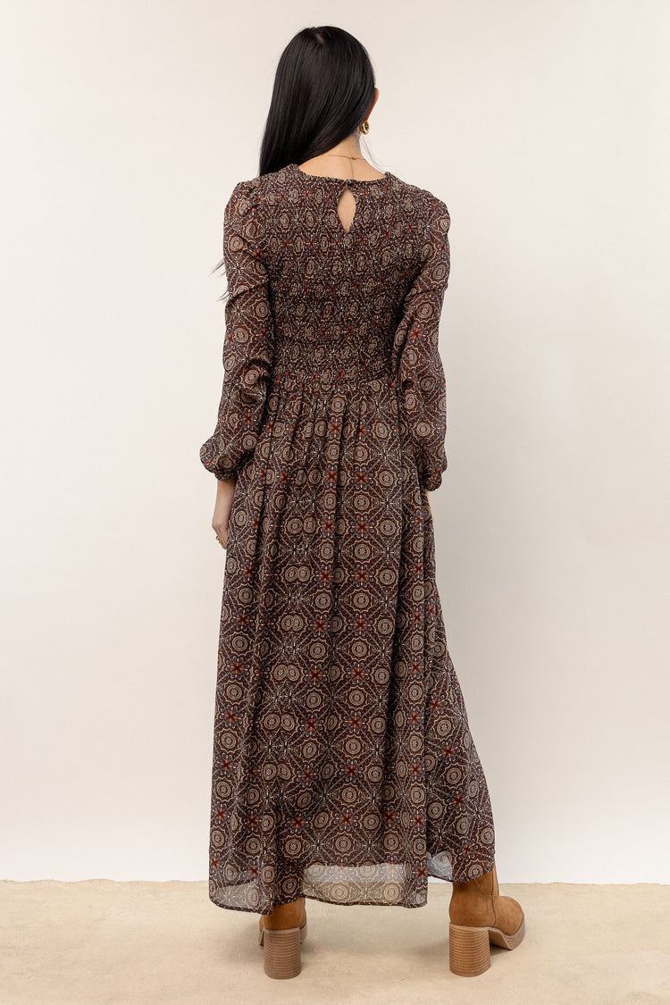 printed long dress with long sleeves