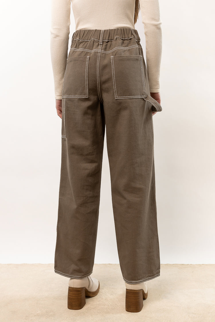 stitched cargo pants in olive