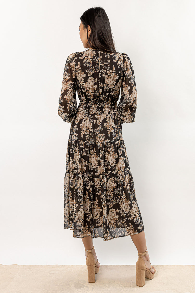 floral midi dress with keyhole detail