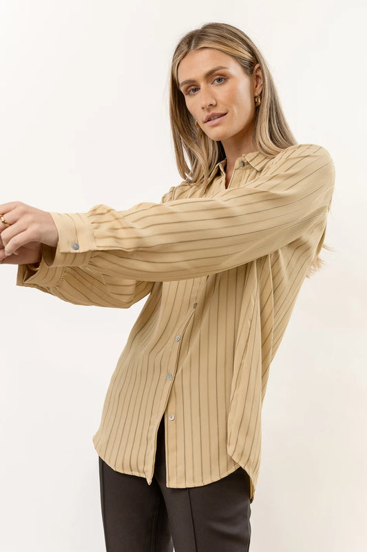 satin button up with stripes