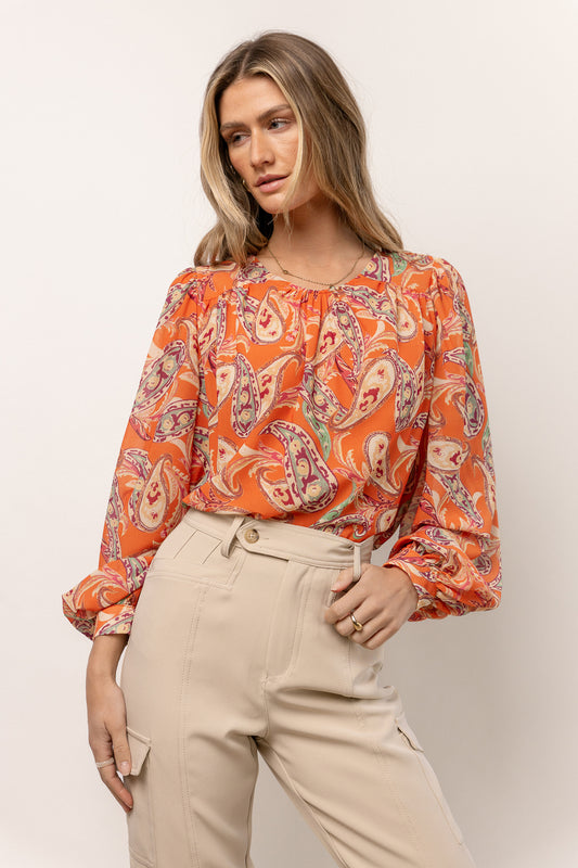 printed blouse with long sleeves