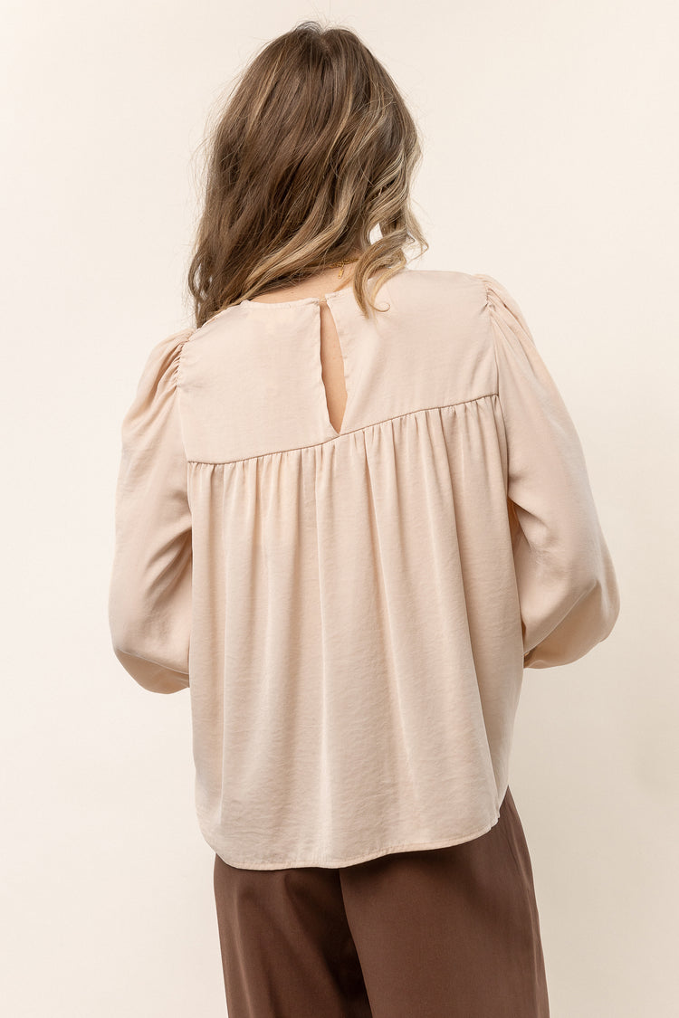 flowy champagne blouse with long sleeves 