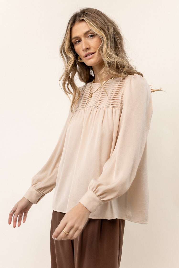 champagne blouse with round neck