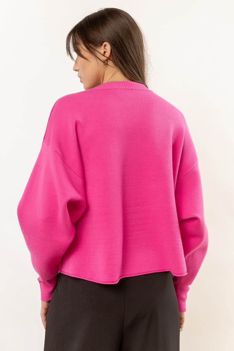long sleeve basic pink sweater