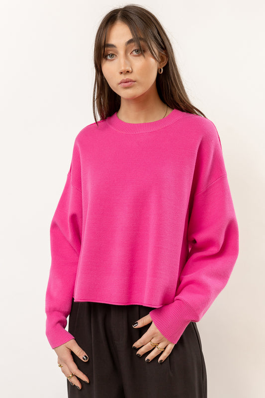 slight crop sweater in pink