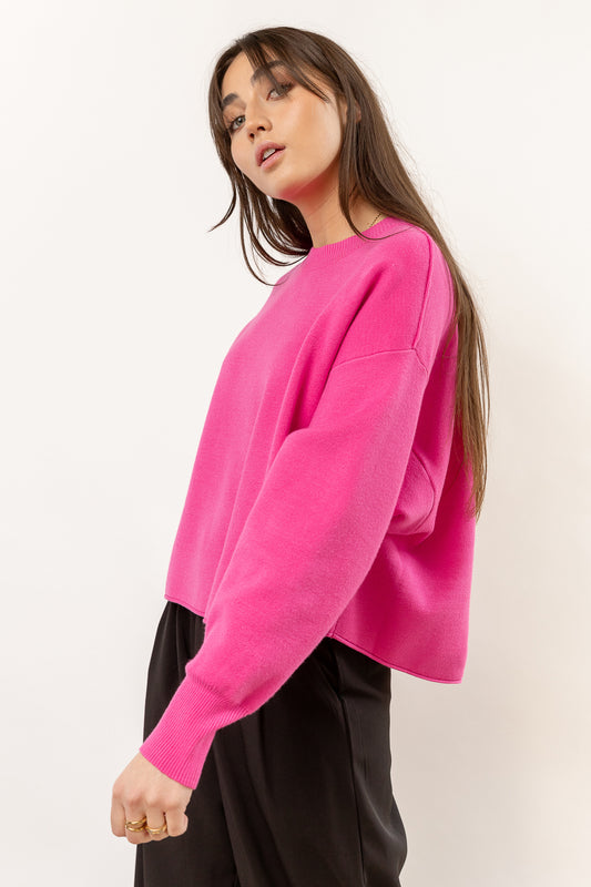 ribbed edge pink sweater