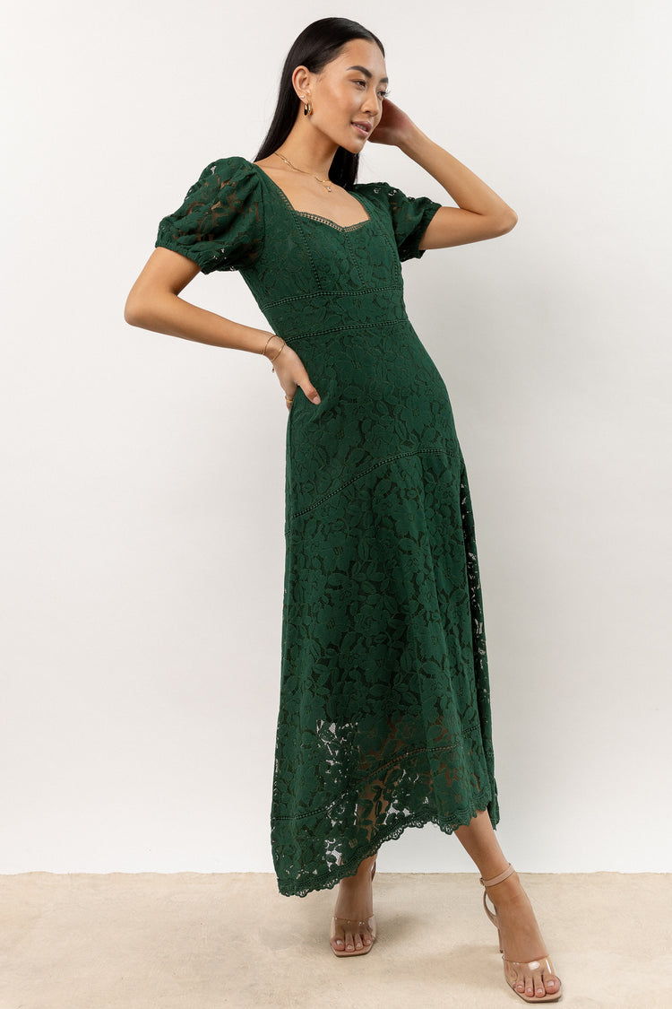 lace maxi dress with short sleeves