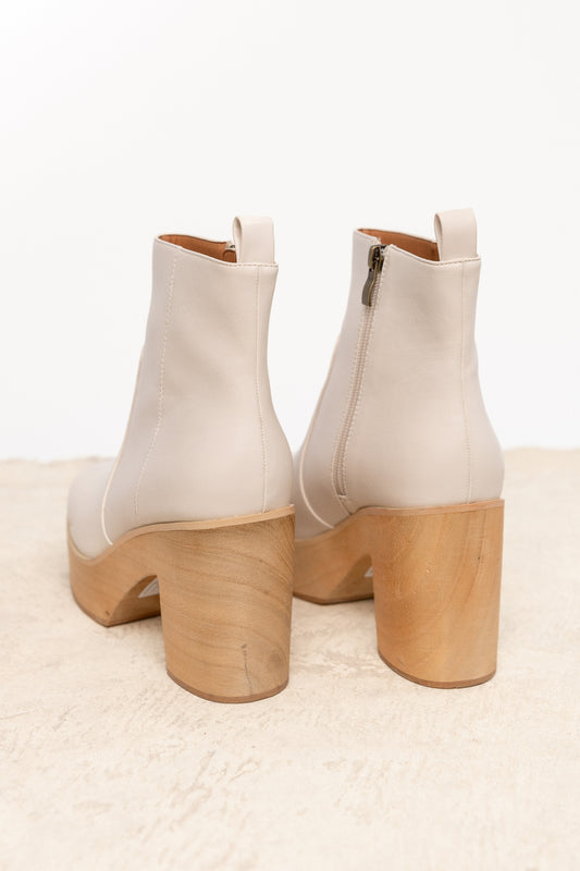 ivory boots with wooden heel