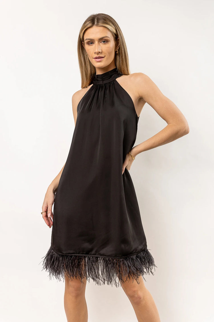 halter mini dress in black