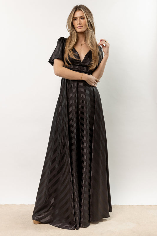 black satin maxi dress