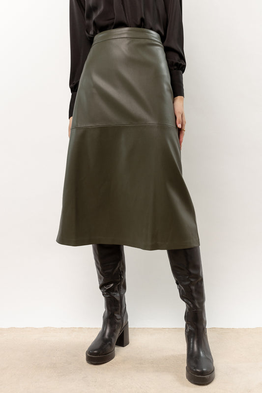 Saige Midi Skirt in Olive - FINAL SALE