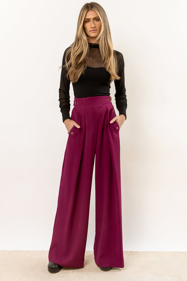 magenta dress pants with buttons