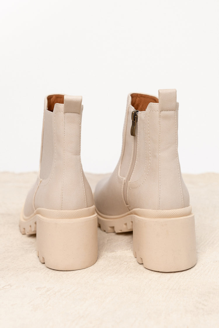 ivory ankle boots with heel
