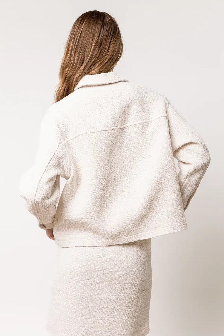 collared shacket in off white