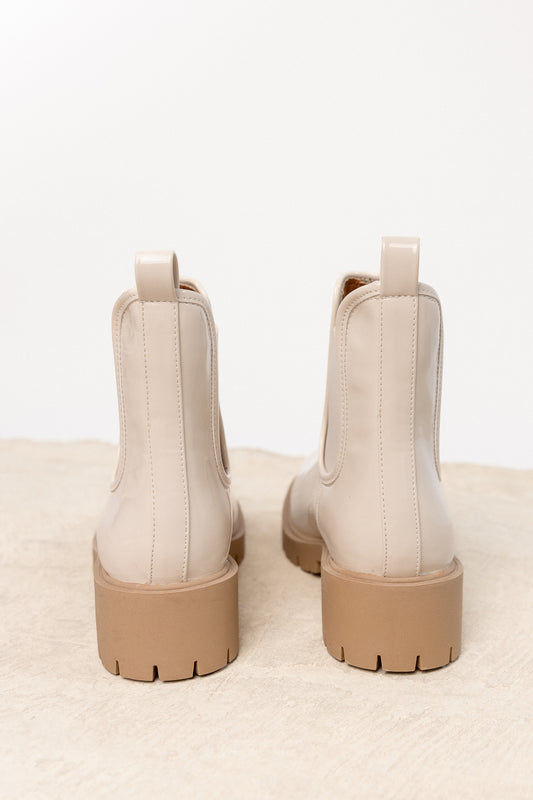 ivory boots with low heel