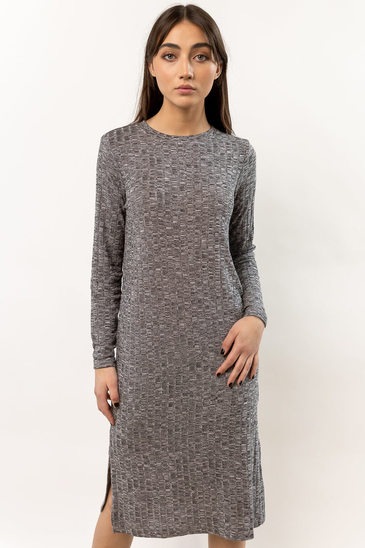 grey midi dress with side slit