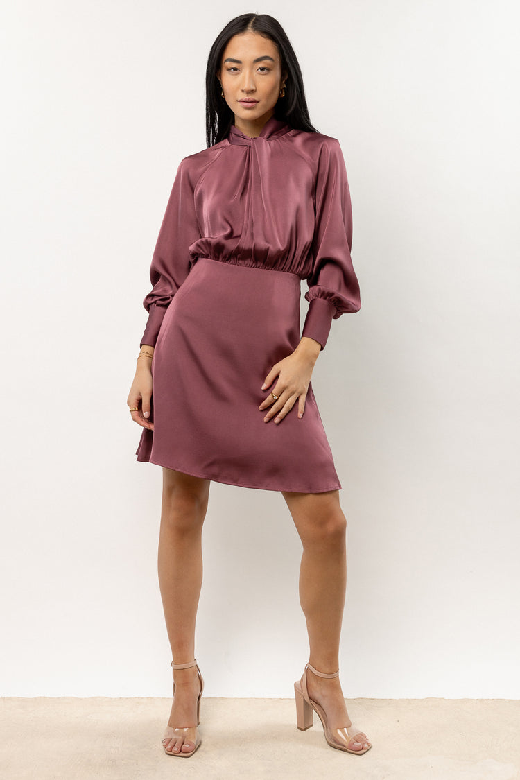 mini dress with cinched waist and sleeves