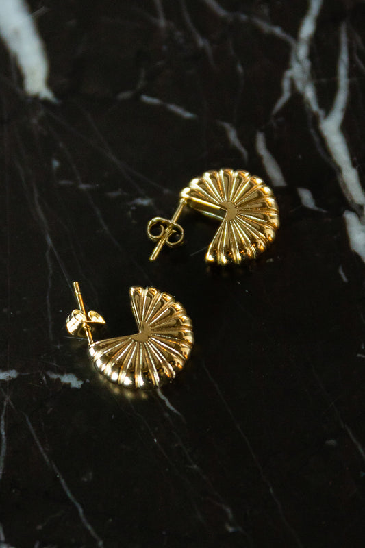 gold earring with open hoop