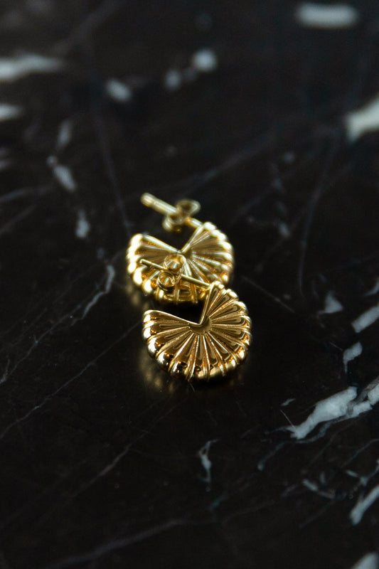 pleated gold earring